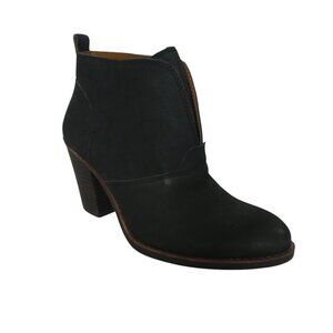 Lucky Brand Ehllen Black Leather Heeled Ankle Boots Booties Womens 8.5